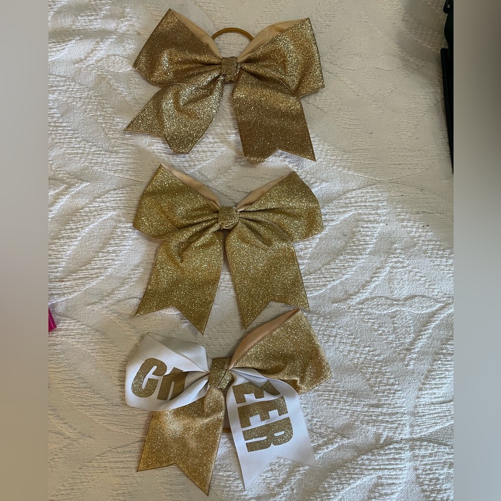 Gold Glitter Cheer Bows